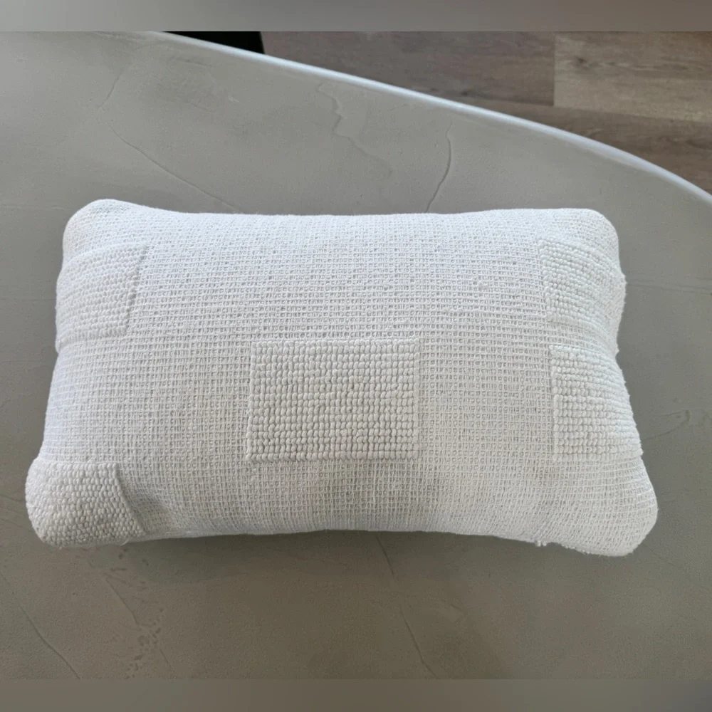 West Elm Tufted Grid Indoor/Outdoor Pillow, White, 12